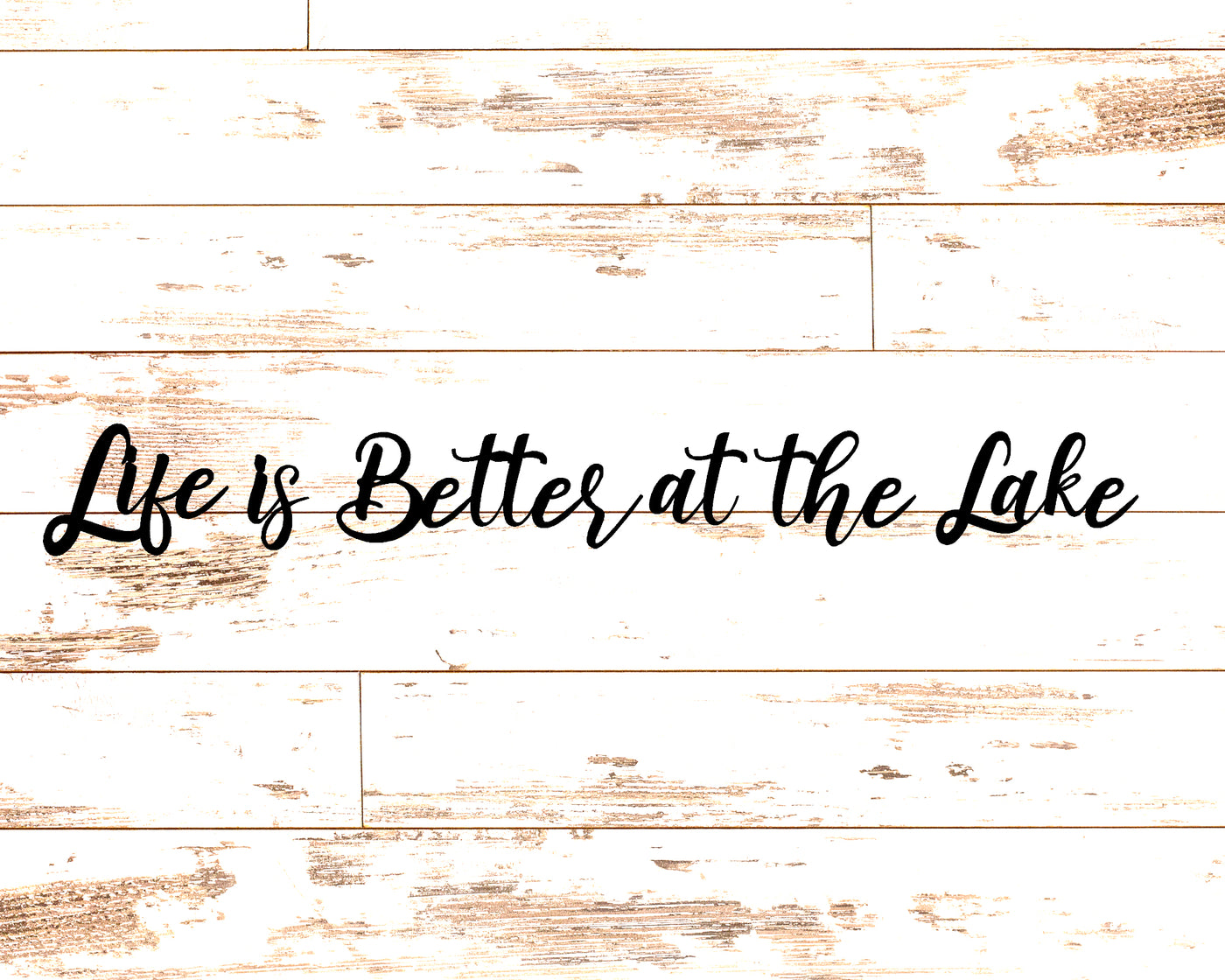 Life is Better at the Lake Cursive Metal Word Signs - Madison Iron and Wood - Metal Word Art - metal outdoor decor - Steel deocrations - american made products - veteran owned business products - fencing decorations - fencing supplies - custom wall decorations - personalized wall signs - steel - decorative post caps - steel post caps - metal post caps - brackets - structural brackets - home improvement - easter - easter decorations - easter gift - easter yard decor