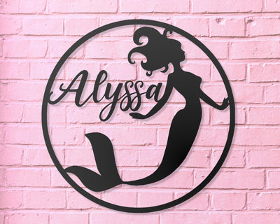 Personalized Mermaid Metal Sign - Madison Iron and Wood - Personalized sign - metal outdoor decor - Steel deocrations - american made products - veteran owned business products - fencing decorations - fencing supplies - custom wall decorations - personalized wall signs - steel - decorative post caps - steel post caps - metal post caps - brackets - structural brackets - home improvement - easter - easter decorations - easter gift - easter yard decor