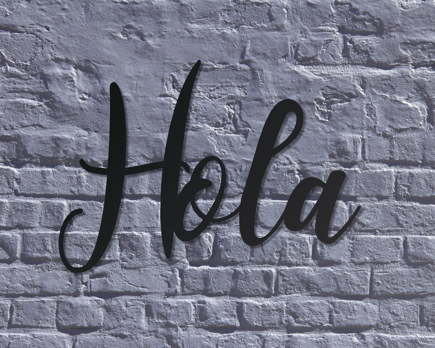 Hola Metal Word Sign - Madison Iron and Wood - Metal Word Art - metal outdoor decor - Steel deocrations - american made products - veteran owned business products - fencing decorations - fencing supplies - custom wall decorations - personalized wall signs - steel - decorative post caps - steel post caps - metal post caps - brackets - structural brackets - home improvement - easter - easter decorations - easter gift - easter yard decor