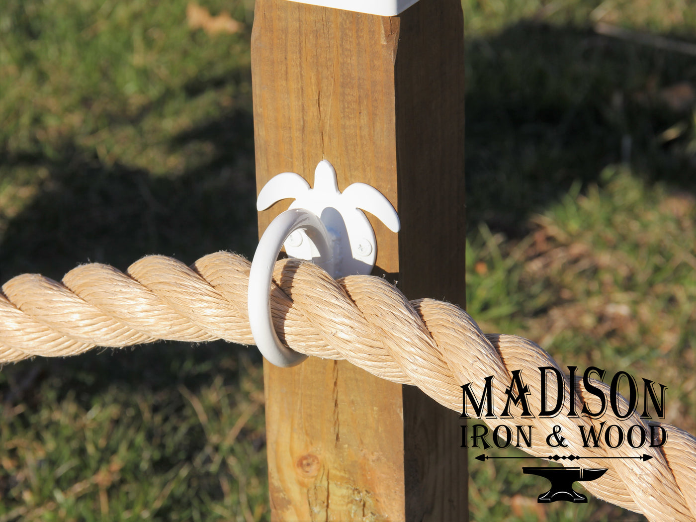 Nautical Rope - Madison Iron and Wood - Post Cap - metal outdoor decor - Steel deocrations - american made products - veteran owned business products - fencing decorations - fencing supplies - custom wall decorations - personalized wall signs - steel - decorative post caps - steel post caps - metal post caps - brackets - structural brackets - home improvement - easter - easter decorations - easter gift - easter yard decor