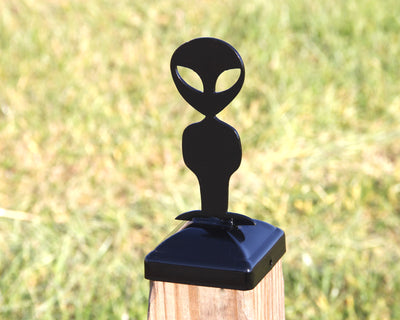 4X4 Alien Post Cap - Madison Iron and Wood - Post Cap - metal outdoor decor - Steel deocrations - american made products - veteran owned business products - fencing decorations - fencing supplies - custom wall decorations - personalized wall signs - steel - decorative post caps - steel post caps - metal post caps - brackets - structural brackets - home improvement - easter - easter decorations - easter gift - easter yard decor