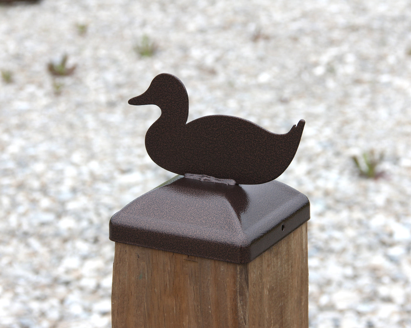 6x6 Duck Post Cap - Madison Iron and Wood - Post Cap - metal outdoor decor - Steel deocrations - american made products - veteran owned business products - fencing decorations - fencing supplies - custom wall decorations - personalized wall signs - steel - decorative post caps - steel post caps - metal post caps - brackets - structural brackets - home improvement - easter - easter decorations - easter gift - easter yard decor