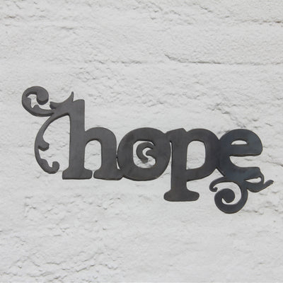 Hope Metal Word Sign - Madison Iron and Wood - Wall Art - metal outdoor decor - Steel deocrations - american made products - veteran owned business products - fencing decorations - fencing supplies - custom wall decorations - personalized wall signs - steel - decorative post caps - steel post caps - metal post caps - brackets - structural brackets - home improvement - easter - easter decorations - easter gift - easter yard decor