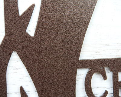 Personalized Monogram Antler Metal Sign with Name - Madison Iron and Wood - Monogram Sign - metal outdoor decor - Steel deocrations - american made products - veteran owned business products - fencing decorations - fencing supplies - custom wall decorations - personalized wall signs - steel - decorative post caps - steel post caps - metal post caps - brackets - structural brackets - home improvement - easter - easter decorations - easter gift - easter yard decor