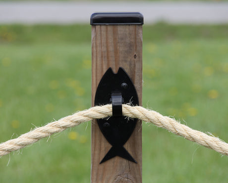 BUNDLE - 4x4 Rope Fence Kit, Fish Ring and Post Cap Pair