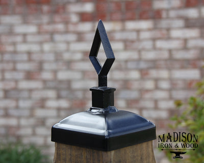 4x4 Hollow Spear Post Cap - Madison Iron and Wood - Post Cap - metal outdoor decor - Steel deocrations - american made products - veteran owned business products - fencing decorations - fencing supplies - custom wall decorations - personalized wall signs - steel - decorative post caps - steel post caps - metal post caps - brackets - structural brackets - home improvement - easter - easter decorations - easter gift - easter yard decor