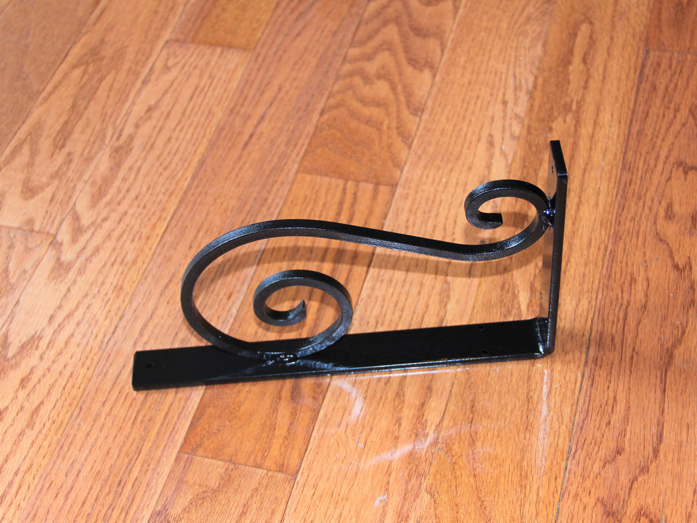 Heavy Duty Decorative S Scrolled Shelf Bracket, Forged Angle Bracket - Madison Iron and Wood - Shelf Brackets - metal outdoor decor - Steel deocrations - american made products - veteran owned business products - fencing decorations - fencing supplies - custom wall decorations - personalized wall signs - steel - decorative post caps - steel post caps - metal post caps - brackets - structural brackets - home improvement - easter - easter decorations - easter gift - easter yard decor