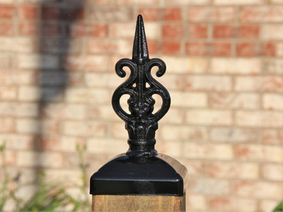 4x4 Harp Post Cap - Madison Iron and Wood - Post Cap - metal outdoor decor - Steel deocrations - american made products - veteran owned business products - fencing decorations - fencing supplies - custom wall decorations - personalized wall signs - steel - decorative post caps - steel post caps - metal post caps - brackets - structural brackets - home improvement - easter - easter decorations - easter gift - easter yard decor