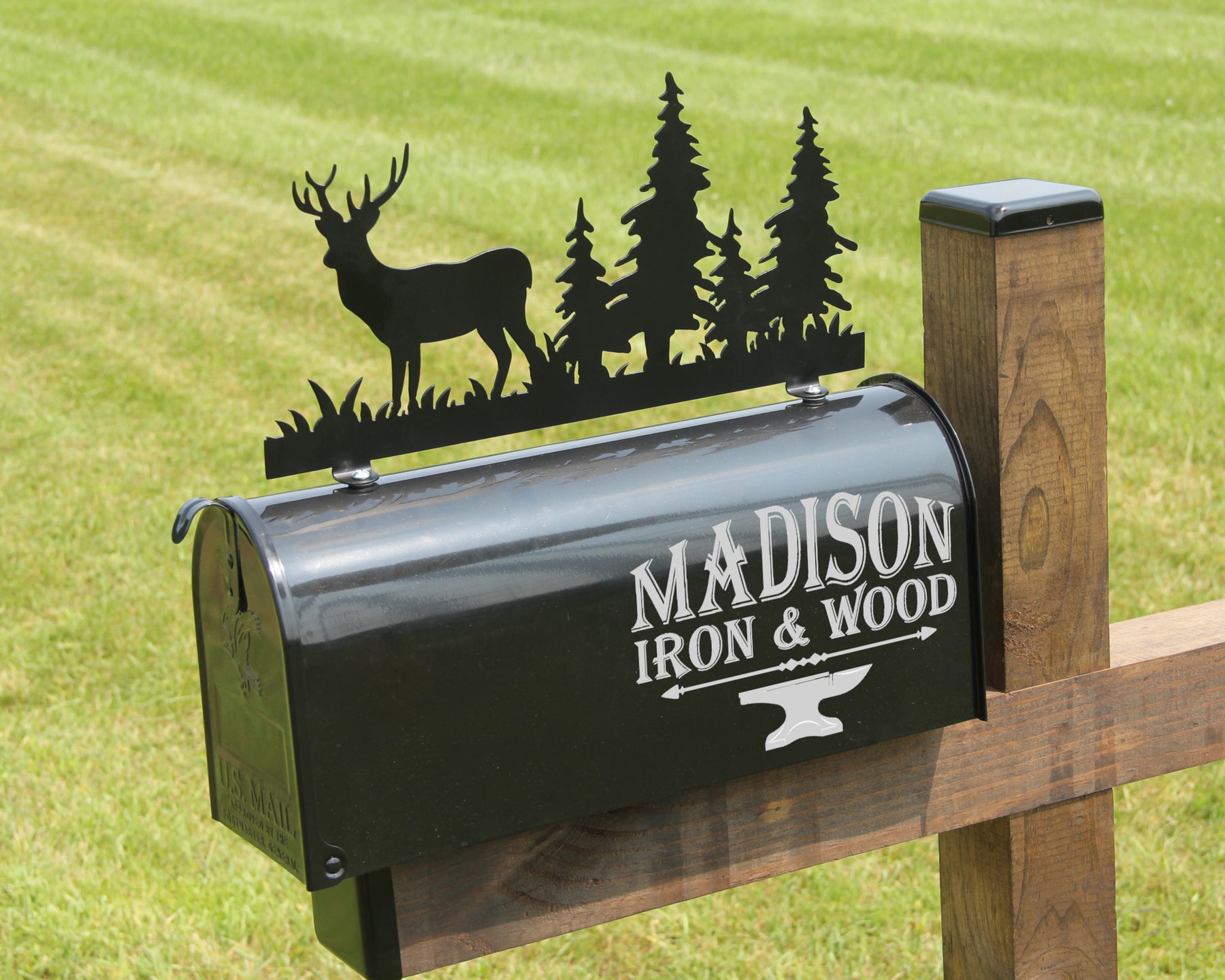 Rustic Deer Mail Box Deer in Woods Mailbox Topper, Decorative Mailbox sign, Deer Themed ...