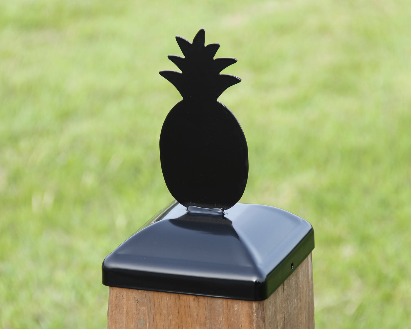 6x6 Pineapple Post Cap - Madison Iron and Wood - Post Cap - metal outdoor decor - Steel deocrations - american made products - veteran owned business products - fencing decorations - fencing supplies - custom wall decorations - personalized wall signs - steel - decorative post caps - steel post caps - metal post caps - brackets - structural brackets - home improvement - easter - easter decorations - easter gift - easter yard decor