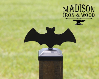 6x6 Bat Post Cap - Madison Iron and Wood - Post Cap - metal outdoor decor - Steel deocrations - american made products - veteran owned business products - fencing decorations - fencing supplies - custom wall decorations - personalized wall signs - steel - decorative post caps - steel post caps - metal post caps - brackets - structural brackets - home improvement - easter - easter decorations - easter gift - easter yard decor