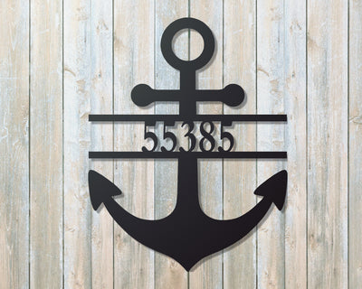 Personalized Anchor Metal Sign with Name or Street Address Numbers - Madison Iron and Wood - Personalized sign - metal outdoor decor - Steel deocrations - american made products - veteran owned business products - fencing decorations - fencing supplies - custom wall decorations - personalized wall signs - steel - decorative post caps - steel post caps - metal post caps - brackets - structural brackets - home improvement - easter - easter decorations - easter gift - easter yard decor