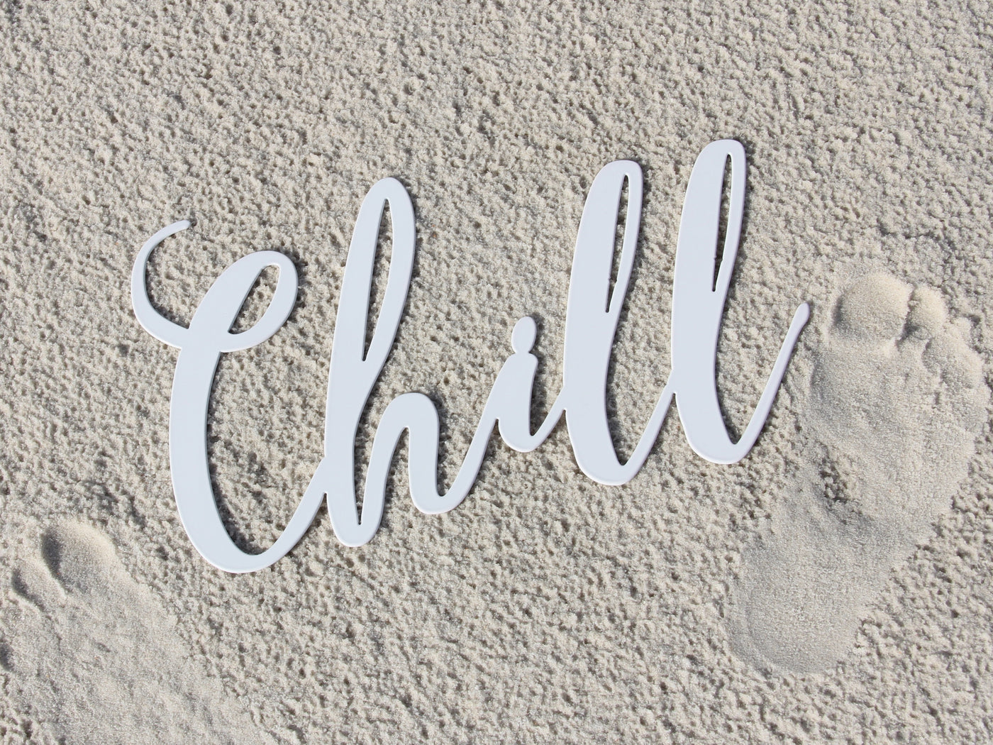 Chill Metal Word Sign - Madison Iron and Wood - Metal Art - metal outdoor decor - Steel deocrations - american made products - veteran owned business products - fencing decorations - fencing supplies - custom wall decorations - personalized wall signs - steel - decorative post caps - steel post caps - metal post caps - brackets - structural brackets - home improvement - easter - easter decorations - easter gift - easter yard decor