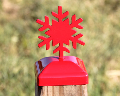 4X4 Snowflake Holiday Post Cap - Madison Iron and Wood - Post Cap - metal outdoor decor - Steel deocrations - american made products - veteran owned business products - fencing decorations - fencing supplies - custom wall decorations - personalized wall signs - steel - decorative post caps - steel post caps - metal post caps - brackets - structural brackets - home improvement - easter - easter decorations - easter gift - easter yard decor