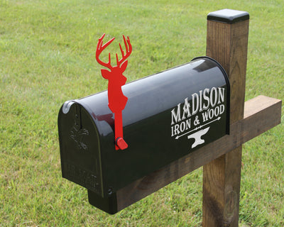 Deer Mailbox Flag - Madison Iron and Wood - Mailbox Post Decor - metal outdoor decor - Steel deocrations - american made products - veteran owned business products - fencing decorations - fencing supplies - custom wall decorations - personalized wall signs - steel - decorative post caps - steel post caps - metal post caps - brackets - structural brackets - home improvement - easter - easter decorations - easter gift - easter yard decor