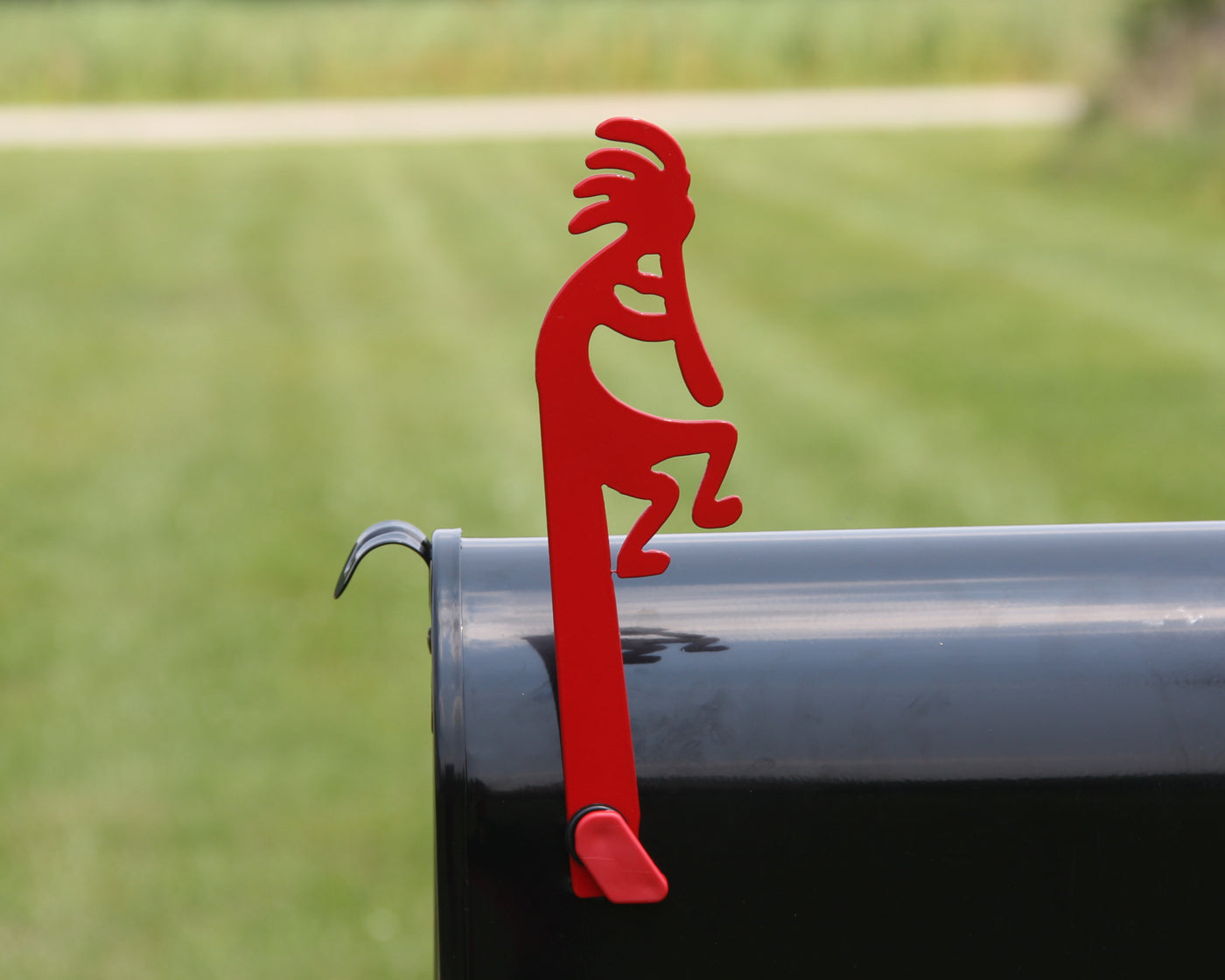 Kokopelli Mailbox Flag - Madison Iron and Wood - Mailbox Post Decor - metal outdoor decor - Steel deocrations - american made products - veteran owned business products - fencing decorations - fencing supplies - custom wall decorations - personalized wall signs - steel - decorative post caps - steel post caps - metal post caps - brackets - structural brackets - home improvement - easter - easter decorations - easter gift - easter yard decor