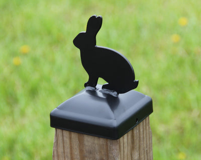 4x4 Bunny Post Cap - Madison Iron and Wood - Post Cap - metal outdoor decor - Steel deocrations - american made products - veteran owned business products - fencing decorations - fencing supplies - custom wall decorations - personalized wall signs - steel - decorative post caps - steel post caps - metal post caps - brackets - structural brackets - home improvement - easter - easter decorations - easter gift - easter yard decor