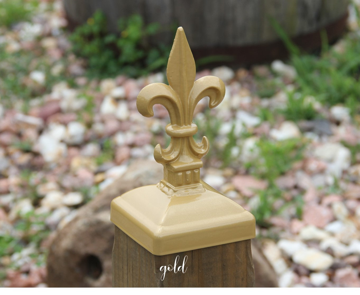 4x4 Fleur-De-Lis Fence Post Cap - Madison Iron and Wood - Post Cap - metal outdoor decor - Steel deocrations - american made products - veteran owned business products - fencing decorations - fencing supplies - custom wall decorations - personalized wall signs - steel - decorative post caps - steel post caps - metal post caps - brackets - structural brackets - home improvement - easter - easter decorations - easter gift - easter yard decor