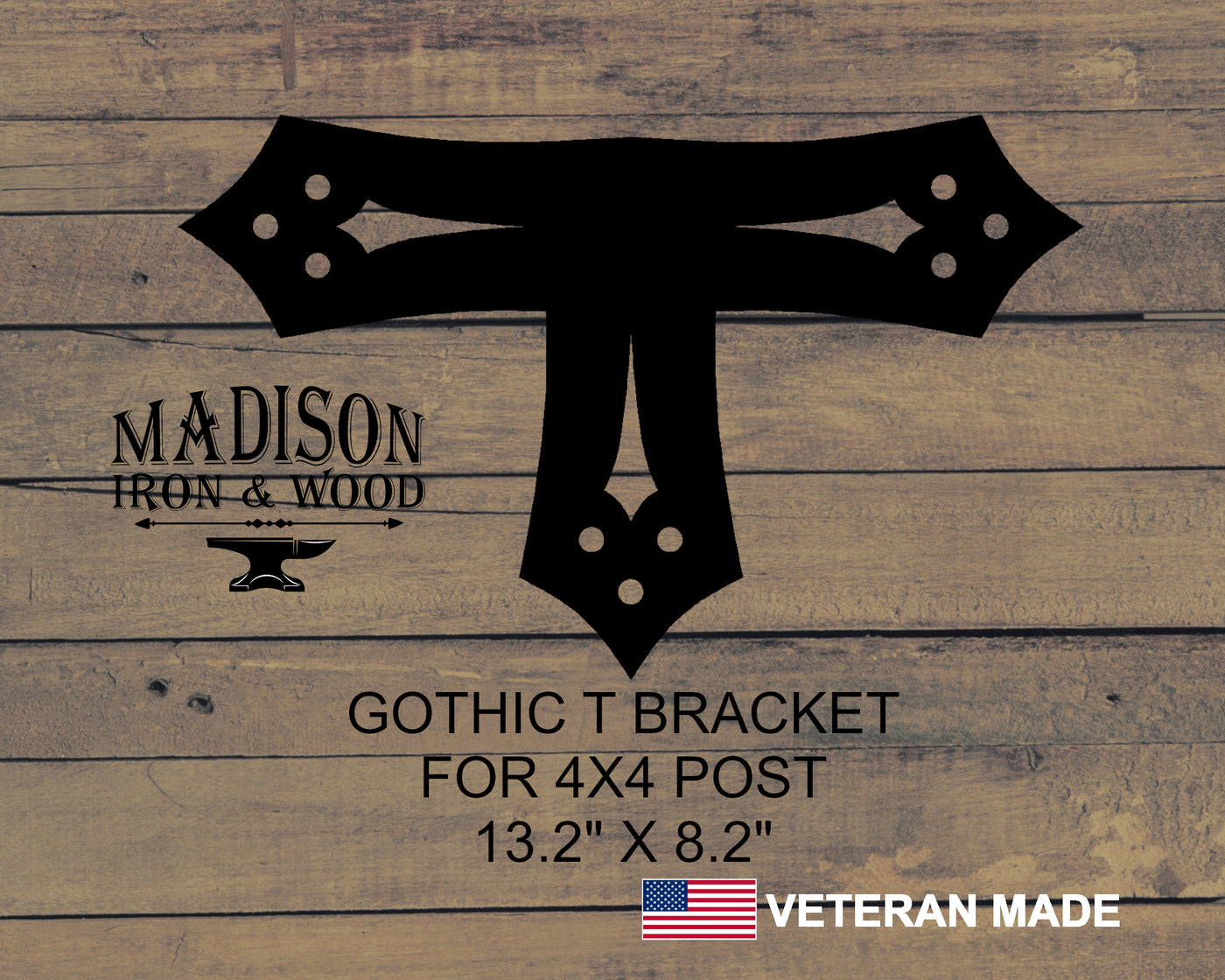 Gothic Brackets For 4x4 Dimensional Lumber - Madison Iron and Wood - Brackets - metal outdoor decor - Steel deocrations - american made products - veteran owned business products - fencing decorations - fencing supplies - custom wall decorations - personalized wall signs - steel - decorative post caps - steel post caps - metal post caps - brackets - structural brackets - home improvement - easter - easter decorations - easter gift - easter yard decor