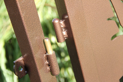 Steel Gate, 48" Deer in Woods Fence Gate. - Madison Iron and Wood - Gate - metal outdoor decor - Steel deocrations - american made products - veteran owned business products - fencing decorations - fencing supplies - custom wall decorations - personalized wall signs - steel - decorative post caps - steel post caps - metal post caps - brackets - structural brackets - home improvement - easter - easter decorations - easter gift - easter yard decor