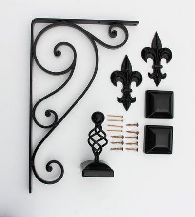Scrolled Wrought Iron Mailbox Post Dress Up Kit (Mailbox and post NOT included) - Madison Iron and Wood - Mailbox Post Decor - metal outdoor decor - Steel deocrations - american made products - veteran owned business products - fencing decorations - fencing supplies - custom wall decorations - personalized wall signs - steel - decorative post caps - steel post caps - metal post caps - brackets - structural brackets - home improvement - easter - easter decorations - easter gift - easter yard decor