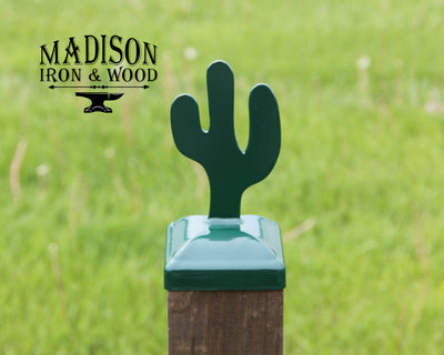 4x4 Cactus Post Cap - Madison Iron and Wood - Post Cap - metal outdoor decor - Steel deocrations - american made products - veteran owned business products - fencing decorations - fencing supplies - custom wall decorations - personalized wall signs - steel - decorative post caps - steel post caps - metal post caps - brackets - structural brackets - home improvement - easter - easter decorations - easter gift - easter yard decor