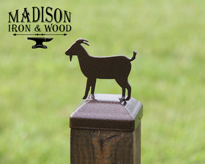 4X4 Goat Post Cap - Madison Iron and Wood - Post Cap - metal outdoor decor - Steel deocrations - american made products - veteran owned business products - fencing decorations - fencing supplies - custom wall decorations - personalized wall signs - steel - decorative post caps - steel post caps - metal post caps - brackets - structural brackets - home improvement - easter - easter decorations - easter gift - easter yard decor