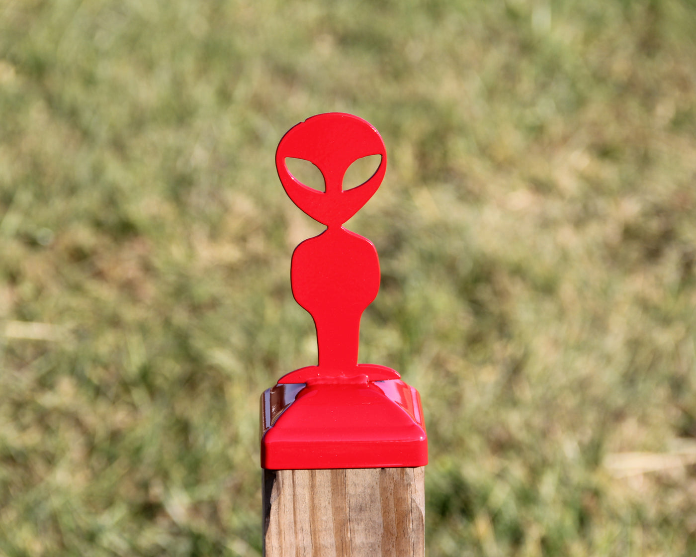 4X4 Alien Post Cap - Madison Iron and Wood - Post Cap - metal outdoor decor - Steel deocrations - american made products - veteran owned business products - fencing decorations - fencing supplies - custom wall decorations - personalized wall signs - steel - decorative post caps - steel post caps - metal post caps - brackets - structural brackets - home improvement - easter - easter decorations - easter gift - easter yard decor
