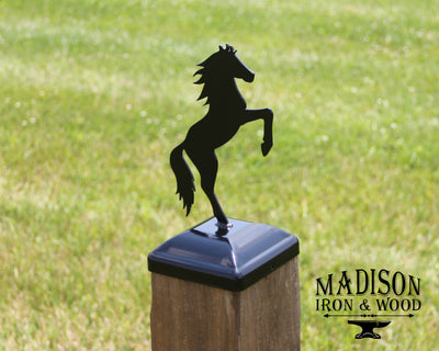 6x6 Horse Post Cap - Madison Iron and Wood - Post Cap - metal outdoor decor - Steel deocrations - american made products - veteran owned business products - fencing decorations - fencing supplies - custom wall decorations - personalized wall signs - steel - decorative post caps - steel post caps - metal post caps - brackets - structural brackets - home improvement - easter - easter decorations - easter gift - easter yard decor