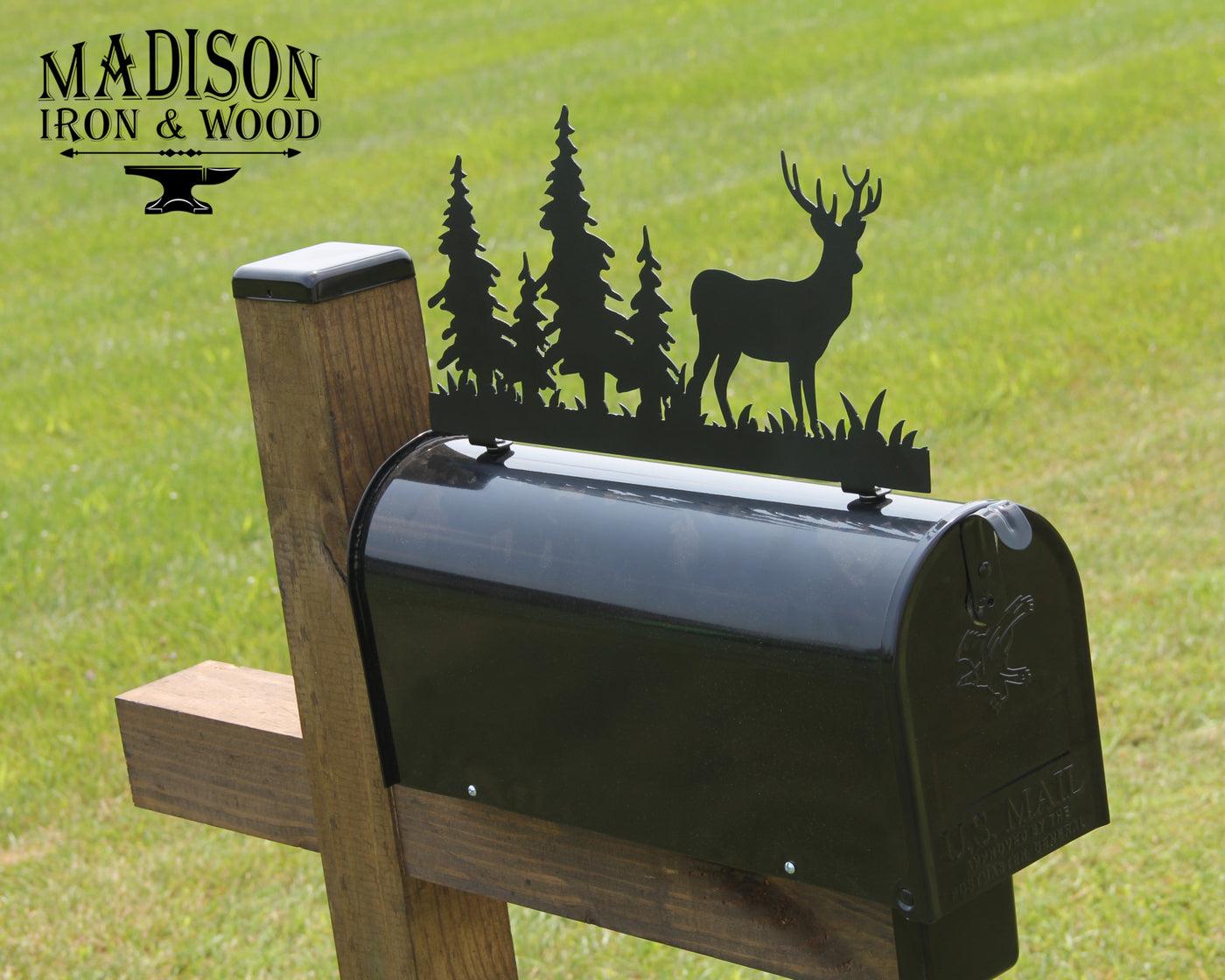 Rustic Deer Mail Box Deer in Woods Mailbox Topper, Decorative Mailbox sign, Deer Themed ...