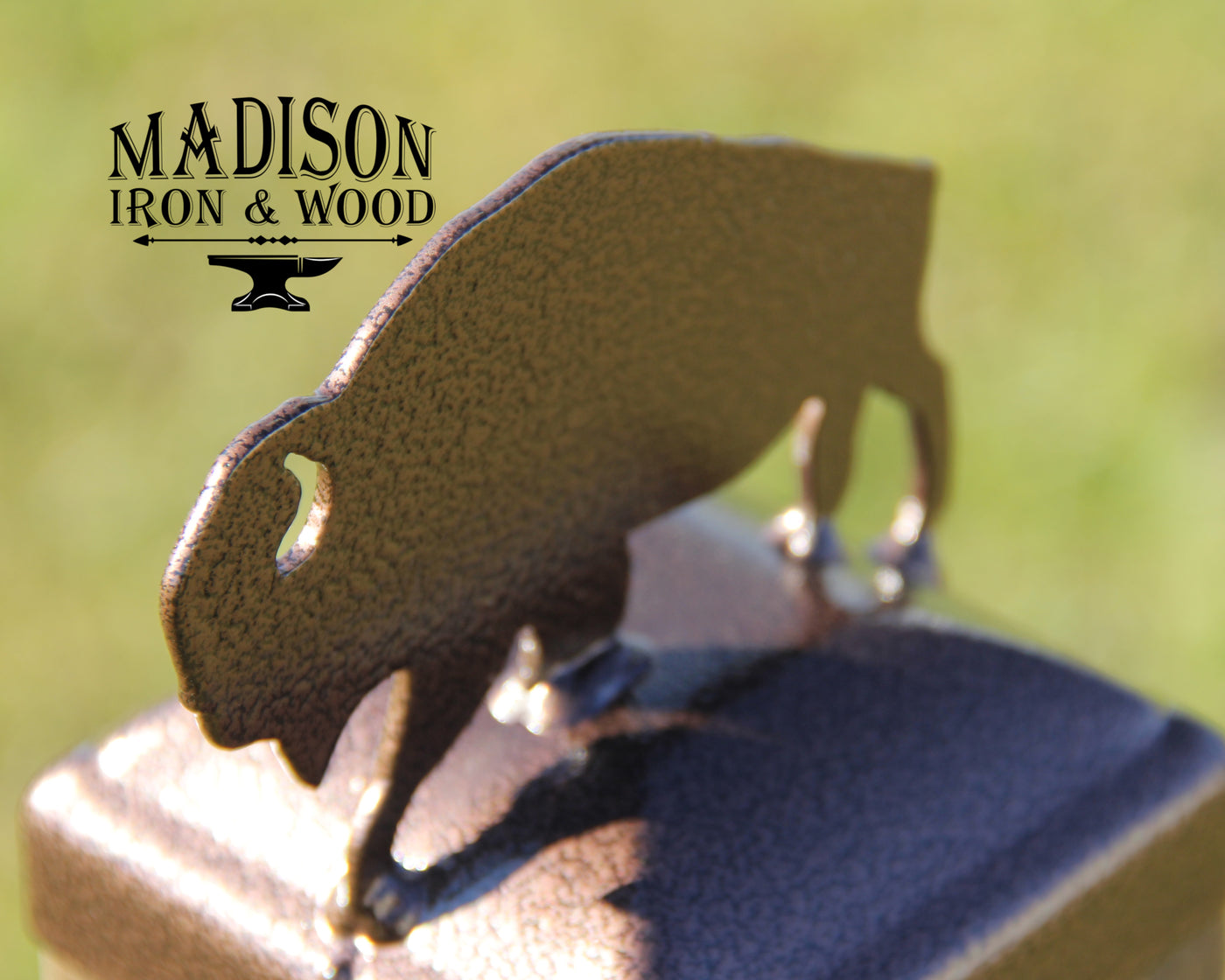 4x4 Buffalo Post Cap - Madison Iron and Wood - Post Cap - metal outdoor decor - Steel deocrations - american made products - veteran owned business products - fencing decorations - fencing supplies - custom wall decorations - personalized wall signs - steel - decorative post caps - steel post caps - metal post caps - brackets - structural brackets - home improvement - easter - easter decorations - easter gift - easter yard decor