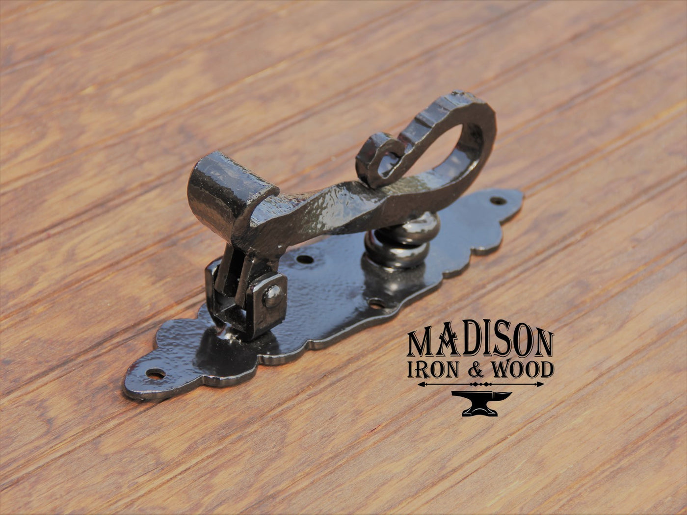 Wrought Iron Door Knocker - Madison Iron and Wood - Knocker - metal outdoor decor - Steel deocrations - american made products - veteran owned business products - fencing decorations - fencing supplies - custom wall decorations - personalized wall signs - steel - decorative post caps - steel post caps - metal post caps - brackets - structural brackets - home improvement - easter - easter decorations - easter gift - easter yard decor