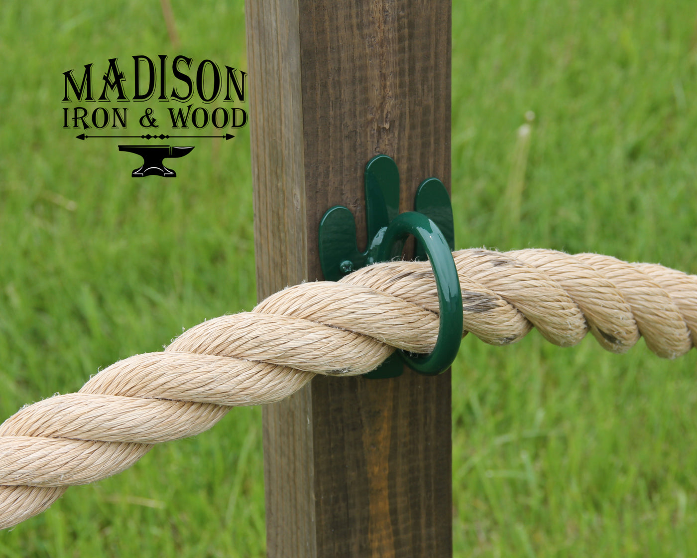 Cactus Nautical Rope Fence Bracket, Light Strand Holder - Madison Iron and Wood - Post Cap - metal outdoor decor - Steel deocrations - american made products - veteran owned business products - fencing decorations - fencing supplies - custom wall decorations - personalized wall signs - steel - decorative post caps - steel post caps - metal post caps - brackets - structural brackets - home improvement - easter - easter decorations - easter gift - easter yard decor