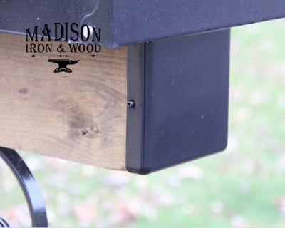 6x6 Scrolled Wrought Iron Mailbox Post Dress Up Kit (Mailbox and post NOT included) - Madison Iron and Wood - Mailbox Post Decor - metal outdoor decor - Steel deocrations - american made products - veteran owned business products - fencing decorations - fencing supplies - custom wall decorations - personalized wall signs - steel - decorative post caps - steel post caps - metal post caps - brackets - structural brackets - home improvement - easter - easter decorations - easter gift - easter yard decor