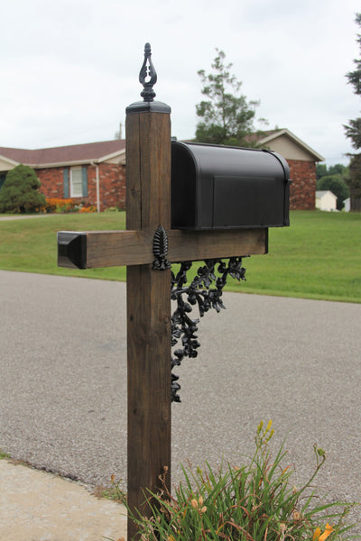 Acorn Pattern Mailbox Dress Up Kit, Wrought Iron - Madison Iron and Wood - Mailbox Post Decor - metal outdoor decor - Steel deocrations - american made products - veteran owned business products - fencing decorations - fencing supplies - custom wall decorations - personalized wall signs - steel - decorative post caps - steel post caps - metal post caps - brackets - structural brackets - home improvement - easter - easter decorations - easter gift - easter yard decor