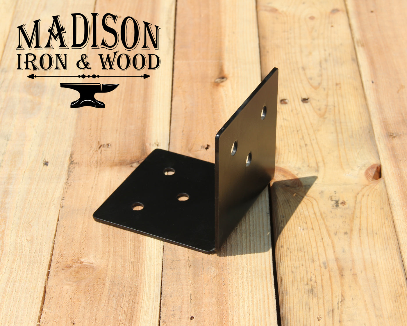 90 degree Bracket for 6" Post - Madison Iron and Wood - Brackets - metal outdoor decor - Steel deocrations - american made products - veteran owned business products - fencing decorations - fencing supplies - custom wall decorations - personalized wall signs - steel - decorative post caps - steel post caps - metal post caps - brackets - structural brackets - home improvement - easter - easter decorations - easter gift - easter yard decor
