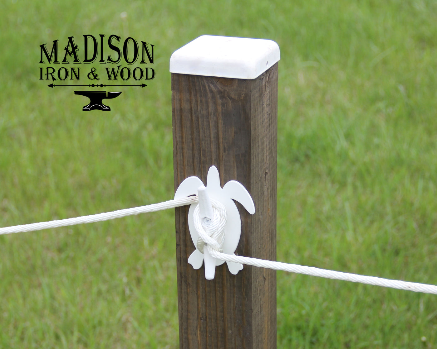 Turtle Nautical Rope Fence Bracket, Boat Tie-off Design - Madison Iron and Wood - Post Cap - metal outdoor decor - Steel deocrations - american made products - veteran owned business products - fencing decorations - fencing supplies - custom wall decorations - personalized wall signs - steel - decorative post caps - steel post caps - metal post caps - brackets - structural brackets - home improvement - easter - easter decorations - easter gift - easter yard decor
