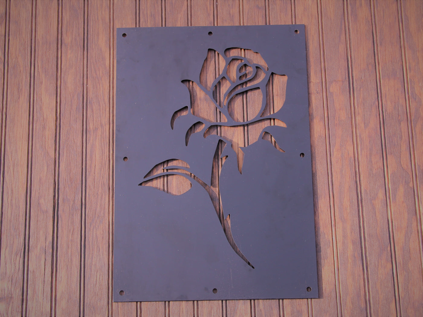 Rose Bud Steel Window Insert for Wood Gate - Madison Iron and Wood - Gate Window - metal outdoor decor - Steel deocrations - american made products - veteran owned business products - fencing decorations - fencing supplies - custom wall decorations - personalized wall signs - steel - decorative post caps - steel post caps - metal post caps - brackets - structural brackets - home improvement - easter - easter decorations - easter gift - easter yard decor