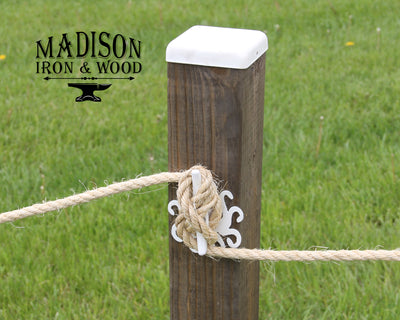 Octopus Nautical Rope Fence Bracket, Boat Tie-off Design - Madison Iron and Wood - Post Cap - metal outdoor decor - Steel deocrations - american made products - veteran owned business products - fencing decorations - fencing supplies - custom wall decorations - personalized wall signs - steel - decorative post caps - steel post caps - metal post caps - brackets - structural brackets - home improvement - easter - easter decorations - easter gift - easter yard decor