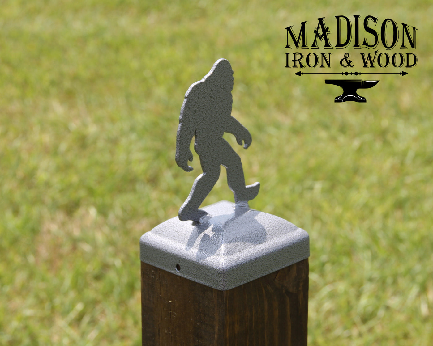 4x4 Big Foot Post Cap - Madison Iron and Wood - Post Cap - metal outdoor decor - Steel deocrations - american made products - veteran owned business products - fencing decorations - fencing supplies - custom wall decorations - personalized wall signs - steel - decorative post caps - steel post caps - metal post caps - brackets - structural brackets - home improvement - easter - easter decorations - easter gift - easter yard decor