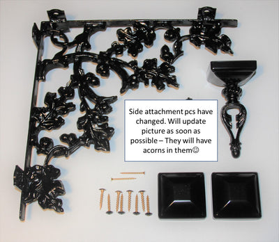 Acorn Pattern Mailbox Dress Up Kit, Wrought Iron - Madison Iron and Wood - Mailbox Post Decor - metal outdoor decor - Steel deocrations - american made products - veteran owned business products - fencing decorations - fencing supplies - custom wall decorations - personalized wall signs - steel - decorative post caps - steel post caps - metal post caps - brackets - structural brackets - home improvement - easter - easter decorations - easter gift - easter yard decor