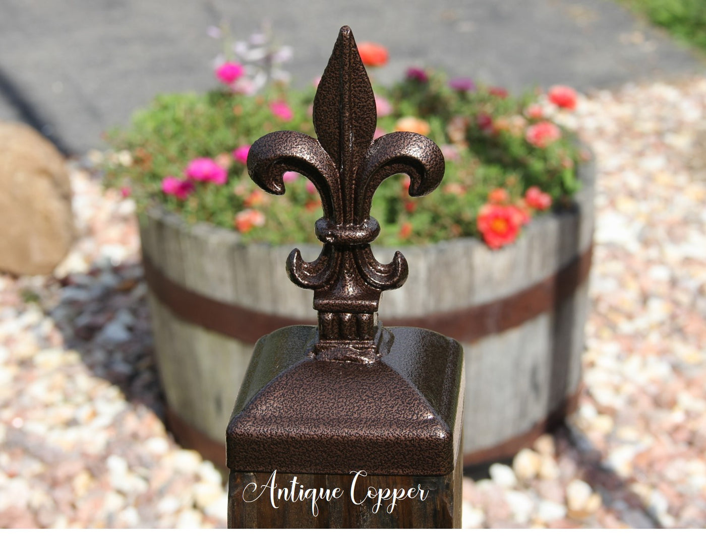 4x4 Fleur-De-Lis Fence Post Cap - Madison Iron and Wood - Post Cap - metal outdoor decor - Steel deocrations - american made products - veteran owned business products - fencing decorations - fencing supplies - custom wall decorations - personalized wall signs - steel - decorative post caps - steel post caps - metal post caps - brackets - structural brackets - home improvement - easter - easter decorations - easter gift - easter yard decor