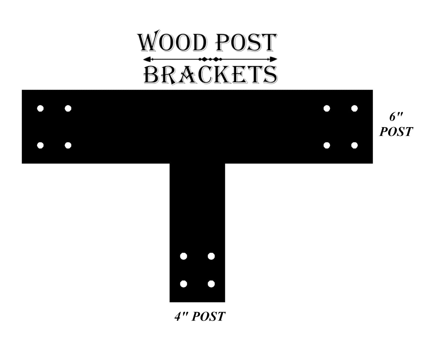 T Bracket for 6" Cross Post and 4" Vertical Post - Madison Iron and Wood - Brackets - metal outdoor decor - Steel deocrations - american made products - veteran owned business products - fencing decorations - fencing supplies - custom wall decorations - personalized wall signs - steel - decorative post caps - steel post caps - metal post caps - brackets - structural brackets - home improvement - easter - easter decorations - easter gift - easter yard decor