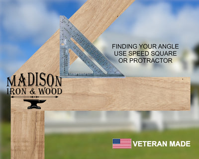 4 Inch Heel Bracket with Vertical Support Leg - Madison Iron and Wood - Brackets - metal outdoor decor - Steel deocrations - american made products - veteran owned business products - fencing decorations - fencing supplies - custom wall decorations - personalized wall signs - steel - decorative post caps - steel post caps - metal post caps - brackets - structural brackets - home improvement - easter - easter decorations - easter gift - easter yard decor