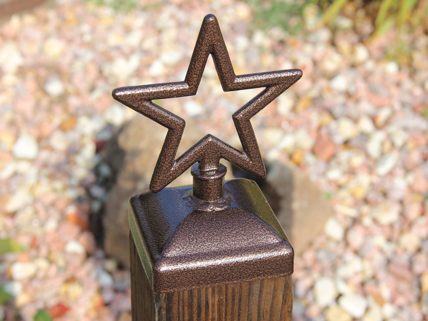 4x4 Star Post Cap - Madison Iron and Wood - Post Cap - metal outdoor decor - Steel deocrations - american made products - veteran owned business products - fencing decorations - fencing supplies - custom wall decorations - personalized wall signs - steel - decorative post caps - steel post caps - metal post caps - brackets - structural brackets - home improvement - easter - easter decorations - easter gift - easter yard decor