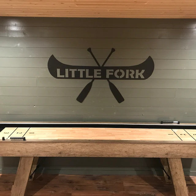 Personalized Canoe Metal Sign with Name and EST. Date - Madison Iron and Wood - Personalized sign - metal outdoor decor - Steel deocrations - american made products - veteran owned business products - fencing decorations - fencing supplies - custom wall decorations - personalized wall signs - steel - decorative post caps - steel post caps - metal post caps - brackets - structural brackets - home improvement - easter - easter decorations - easter gift - easter yard decor