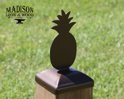 6x6 Pineapple Post Cap - Madison Iron and Wood - Post Cap - metal outdoor decor - Steel deocrations - american made products - veteran owned business products - fencing decorations - fencing supplies - custom wall decorations - personalized wall signs - steel - decorative post caps - steel post caps - metal post caps - brackets - structural brackets - home improvement - easter - easter decorations - easter gift - easter yard decor