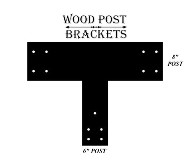 T Bracket for 8" Cross Post and 6" Vertical Post - Madison Iron and Wood - Brackets - metal outdoor decor - Steel deocrations - american made products - veteran owned business products - fencing decorations - fencing supplies - custom wall decorations - personalized wall signs - steel - decorative post caps - steel post caps - metal post caps - brackets - structural brackets - home improvement - easter - easter decorations - easter gift - easter yard decor