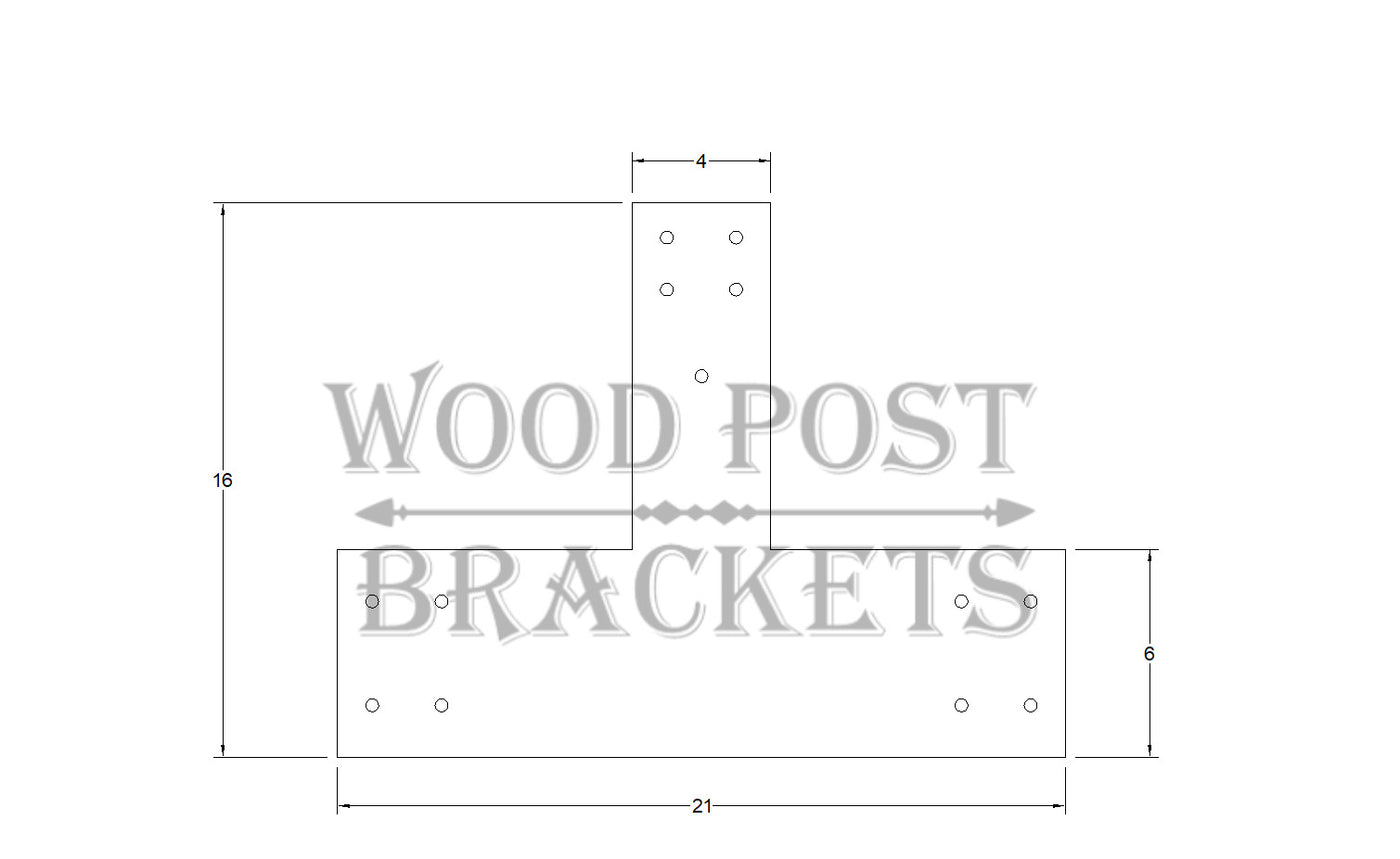 T Bracket for 8" Cross Post and 6" Vertical Post - Madison Iron and Wood - Brackets - metal outdoor decor - Steel deocrations - american made products - veteran owned business products - fencing decorations - fencing supplies - custom wall decorations - personalized wall signs - steel - decorative post caps - steel post caps - metal post caps - brackets - structural brackets - home improvement - easter - easter decorations - easter gift - easter yard decor