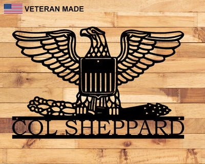 Personalized Air Force Colonel Metal Sign with Rank and Name - Madison Iron and Wood - Personalized sign - metal outdoor decor - Steel deocrations - american made products - veteran owned business products - fencing decorations - fencing supplies - custom wall decorations - personalized wall signs - steel - decorative post caps - steel post caps - metal post caps - brackets - structural brackets - home improvement - easter - easter decorations - easter gift - easter yard decor